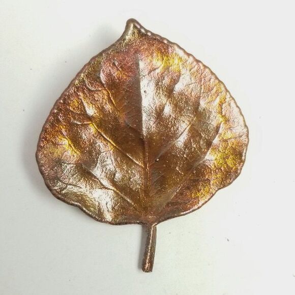 Vintage Brown Copper Color Leaf Shape Brooch, Natrue Forest Lapel Pin, Estate - Picture 6 of 6